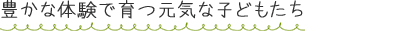 豊かな体験で育つ元気な子どもたち